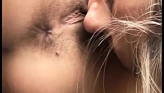 A Blond and A Brunette MILF - Lesbo Moments and Hairy Pussy