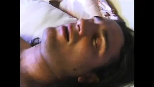 Threesome Sex of Hot MILF with Hairy Pussy Fucked and Cummed in Mouth by Two Vintage Cocks