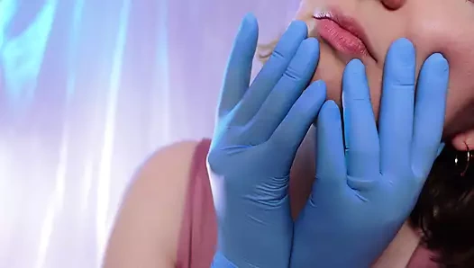 Asmr: tıbbi nitril eldivenler, yüze dokunma, rahatlatıcı sesler, SFW ücretsiz video (Arya Grander)