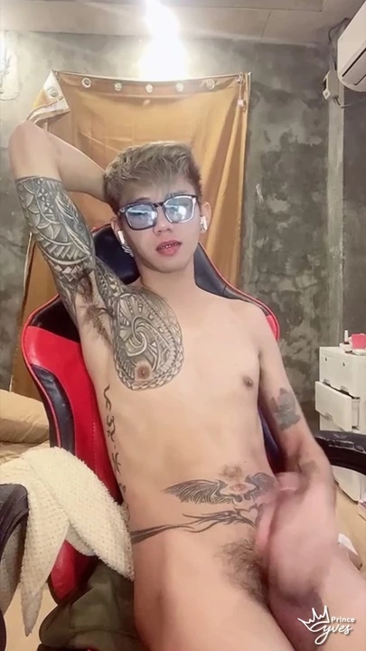Cute Inked Boy Teasing, Masturbating, and Cumming for His Webcam Viewer | Clip 1