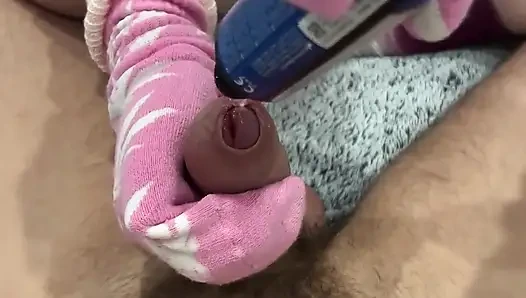 Pembe erkek arkadaş çorapları ve rahat bacak ısıtan çorap tutkunları seansı
