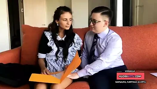 Schoolboy Vitun Nuori Tytto Koulun Jalkeen - Neitsyt Ensimma