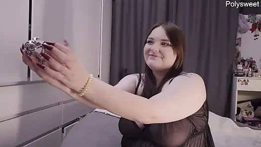 Doğum günü hediyesi - bekaret kemeri (31 talimatı, solo, orta yaşlı seksi kadın, sahibe, takma yarak)