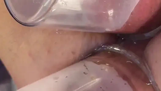 Aşırı yakın çekim çift vakum pompalama göt ve amcık