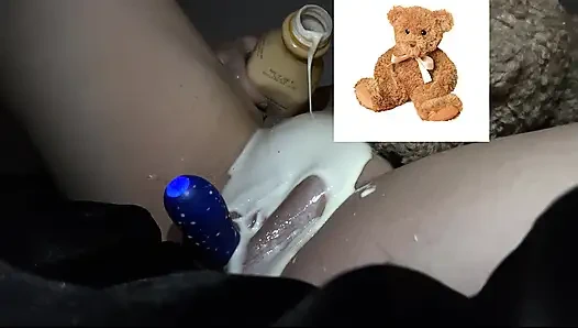 4k-ASMR YOGURT FOOD FETISH- KINKY STEPSISTER MASTURBATES WITH DILDO- CUMFLATION HENTAI-  -ARABIAN SNOWWHITE