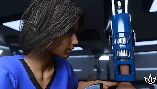 Denek serbest bırakılır, üflenir, ardından görevli tarafından alay edilirken makine tarafından tekrar sağılır.