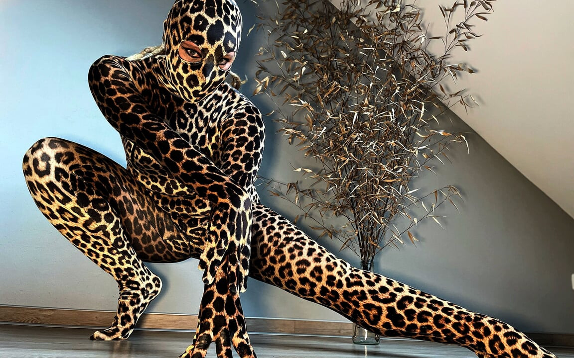 Leopard Zentai Catsuit'te Cadılar Bayramı Ödülleri - Projectfundiary