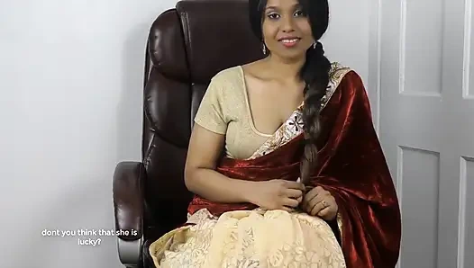 Seksi sari içinde sulu Hintli yenge azgın lily