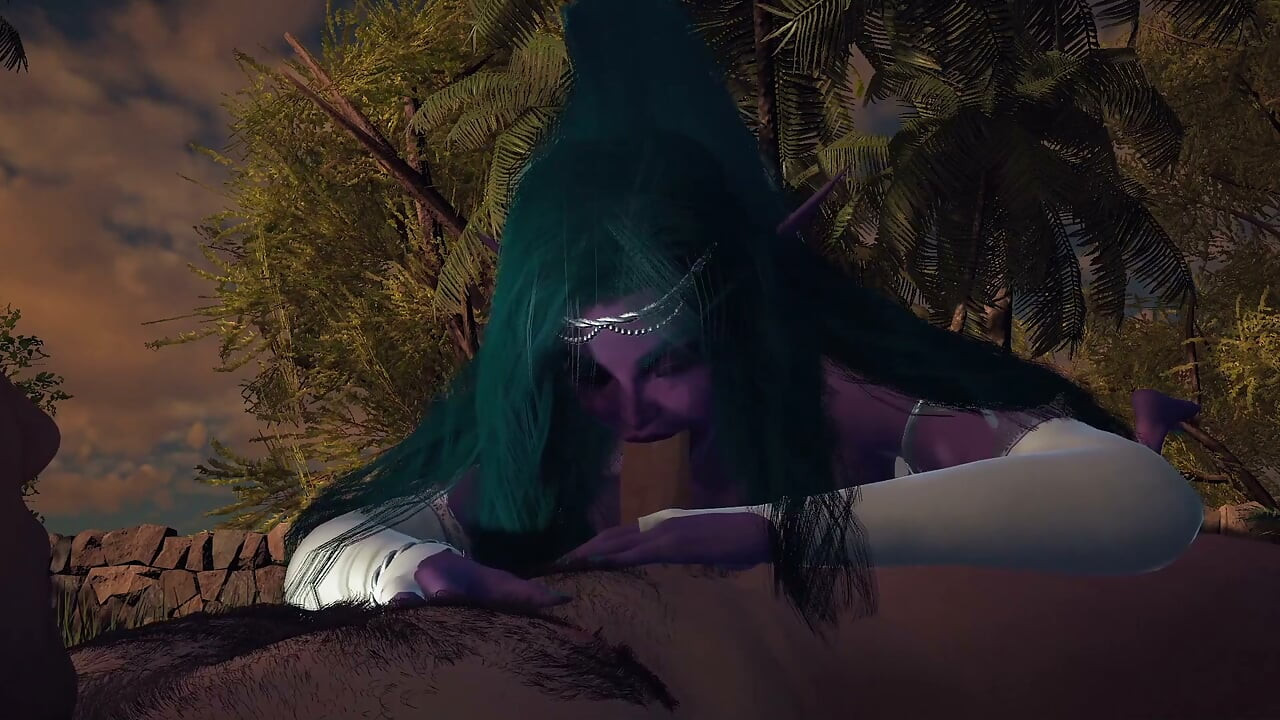 Night Elf Princess bahçede sana sakso çekiyor bakış açısı 3 boyutlu porno