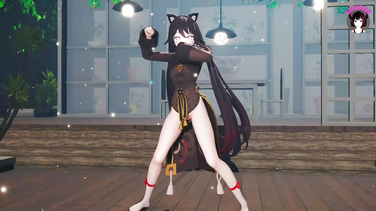 Genshin impact - sevimli hu tao - seksi dans + kademeli soyunma (3d hentai)