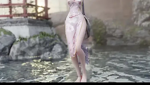 [MMD] ev dansı zayıf ses luo tianyi patlayıcı göğüsler müstehcen desenler siyah ipek