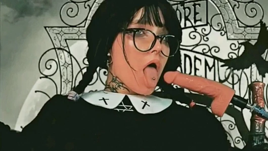 Hot Wednesday addams gets destroyed by two sex machines - multiple explosive finishes 🖤