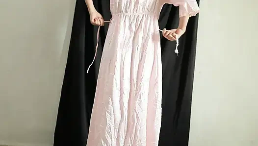 Müslüman tesettürlü Hint tarzı saten denemesi - tombul büyük göt ve parlak kumaşla azdırıyor