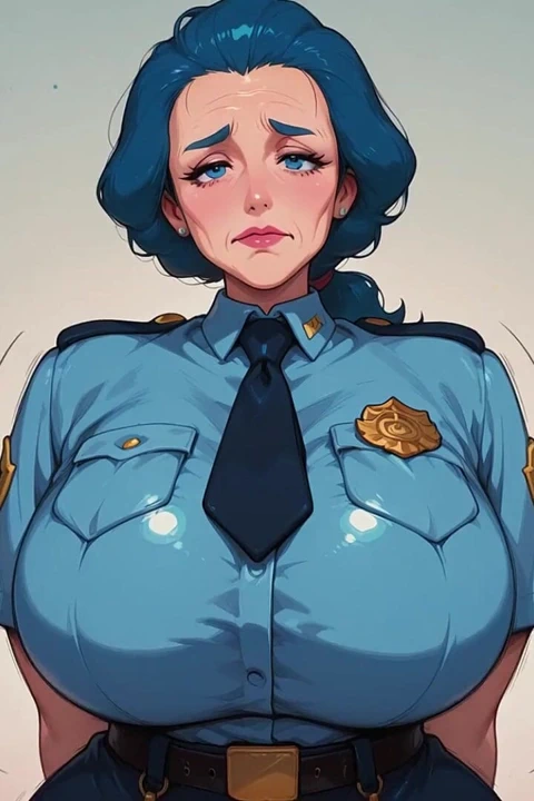 Mavi saçlı ai fanart polis memuru
