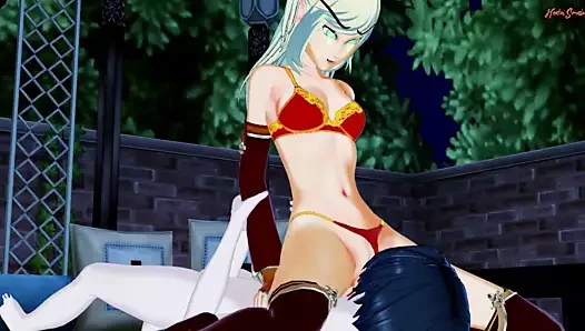 Sarışın elf creampied almadan önce yüz sürmek. vay hentai