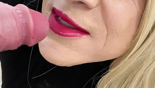 Sissy transgender sexy femboy crossdressing slut sucks cock and talks to milf stepmom about how she will show him how to give BJ