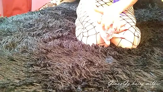 Glass in Hairy Pussy, Creampie, Stockings Fetish, Russian MILF Ginnagg