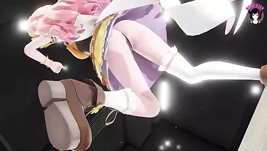 Pembe elbiseli sevimli genç kız dans ediyor (3 boyutlu hentai)