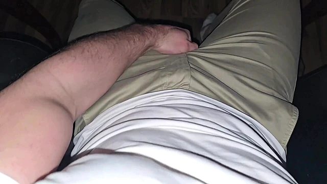 German voice commands you. wet cock shines.. Beige jeans with precum.. intense fragrance