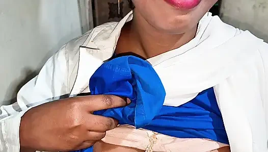 I surprise the new cleaning High School girl who comes home and catches me off until she helps me finish