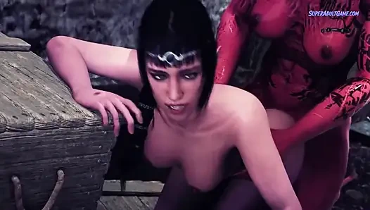 Prenses büyük yarakla yakalandı ve sikiliyor - 3 boyutlu futa animasyon