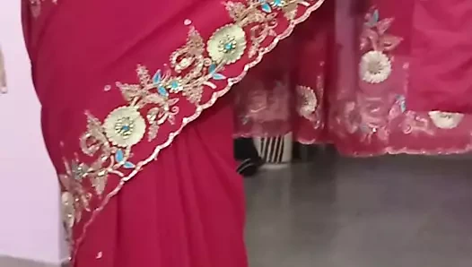 Benim gerçek sıcak üvey kırmızı saree