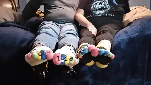 Having fun with 5 finger toes socks