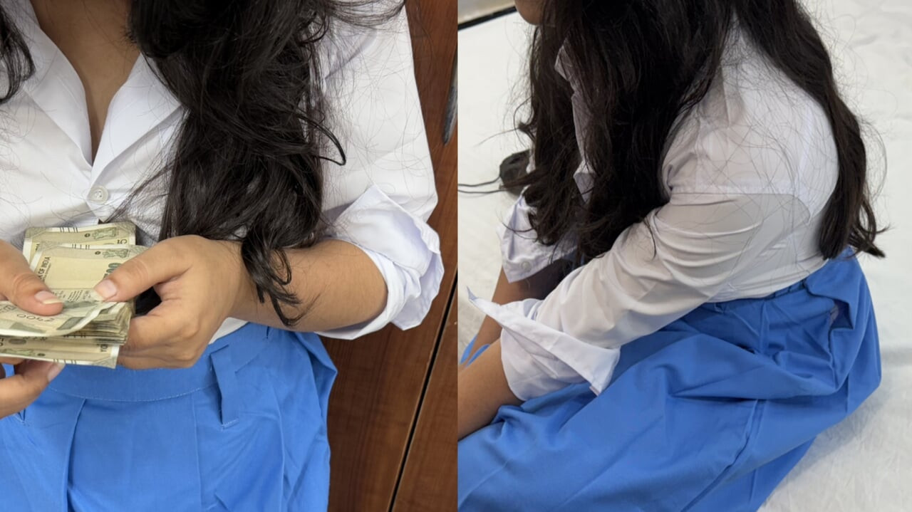 School Girl Ko Paise Churate Pakda or Phone Kya Hua Teen Girl