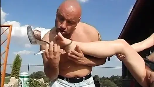 Açık havada amcık sikişi ayak fetişi