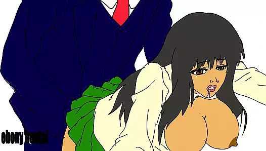 Amerikalı ziyaretçi sevimli Afrikalı öğrenci Nini'i üniformasıyla iyice sikiyor