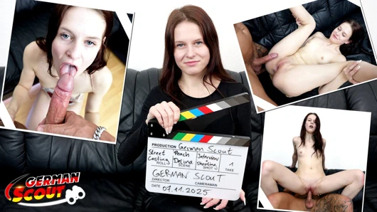 Alman izci - küçük kızıl saçlı genç şeftali delina ilk oyuncu seçmelerinde sikişiyor