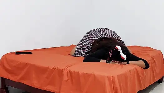 Beautiful 18-year-old girl shows her tight virgin ass in front of the camera