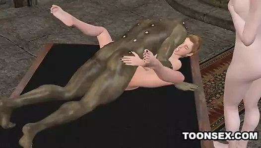 Biseksüel 3d toon bebek gets yaladı ve becerdin