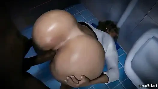Grossa grande bunda no banheiro, cena anal