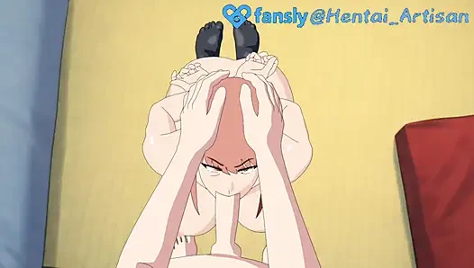 Hentai Artisan: Makima, Chainsaw Man, Black Stockings Footjob, Deepthroat Facefuck, Double Penetration, Gets Fucked Hard