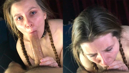 Büyük bir yarak, güzel yüzlü uzun saçlı orta yaşlı seksi kadının boğazına derinden giriyor - lovessie