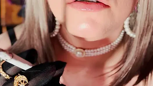 Nylon British Mature Tina Snua Smoking A Cigarette In Nylon Elbow Gloves & Jewellery - Smoker OMI OME Snap Inhale Drifting