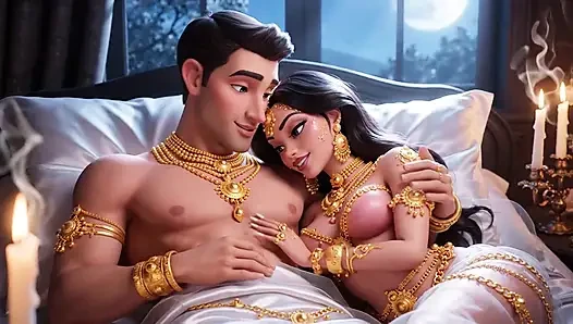 Erotik fantezi romantizm - altın takı çift derin öpüşme ve yatak oyunu