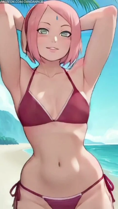Sakura haruno bikini plaj esneme