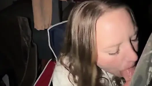 Sneaky Garage Blowjob From Huge Boob Freaky MILF