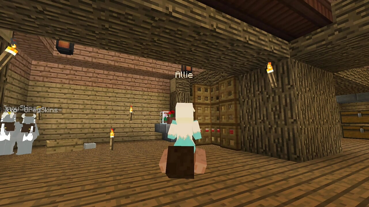 Minecraft Jenny Mod Allie adlı bir cin çağırıyor ve gırtlağına kadar alıyor