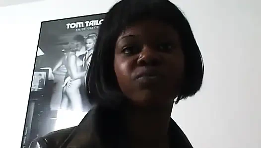 Hairy ebony teen sucks white cock