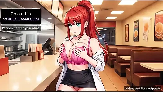 Fast food tezgahında çalışan kadın buharlı mastürbasyon talimatlarıyla beni baştan çıkarıyor - f4m joi animasyonlu