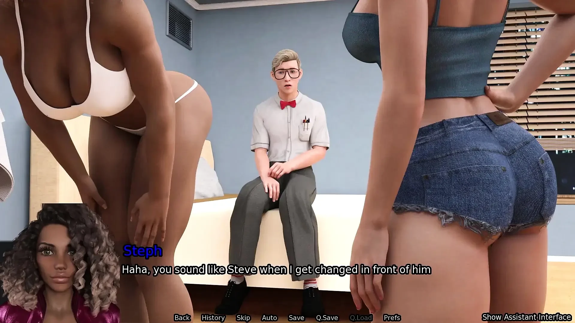 Sexbot Steph Route #1 Animated Porn Gameplay – Mixed Race Hottie Jerks off Nerd
