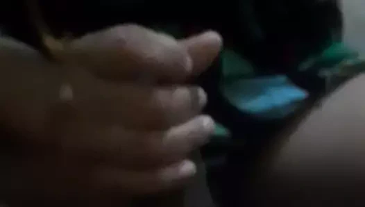 Sweet hand squeezing black cock