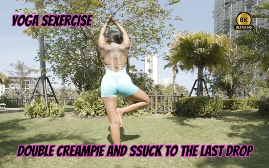 Yoga sexercise çifte dölleme ve son damlasına kadar yarakla sikiş