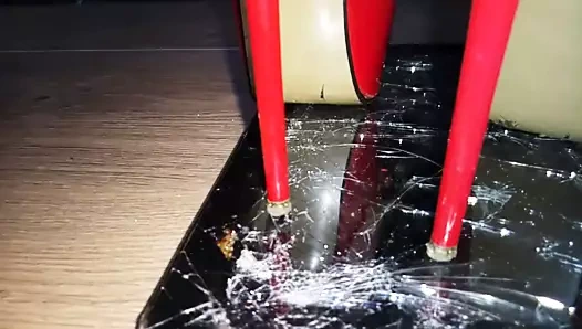 Seksi kırmızı topuklu bayan l ezme sekmesi.