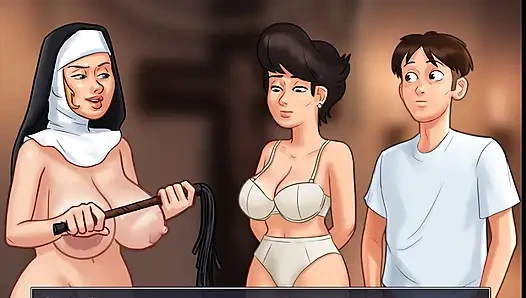 Yaz mevsimi efsanesi oyunu orta yaşlı seksi kadın rahibe tarafından temizleniyor