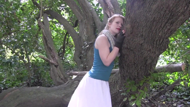 Madison Young, solo masturbation on the tree