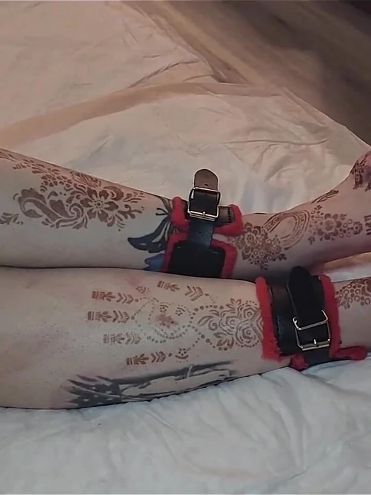 My Beautiful Size 13 Womens Feet and Long Legs Being Flogged and Whipped with a Belt and Crop While Tied Together with Manacles